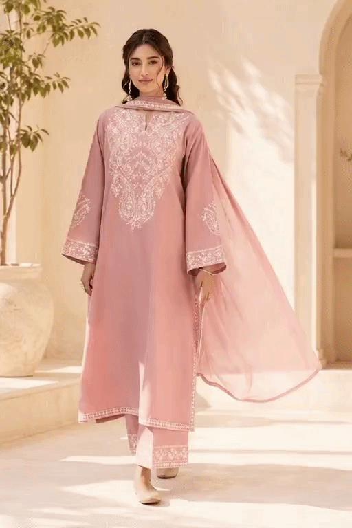 Luxury Deep Plum Embroidered Women's 3 Piece Suit