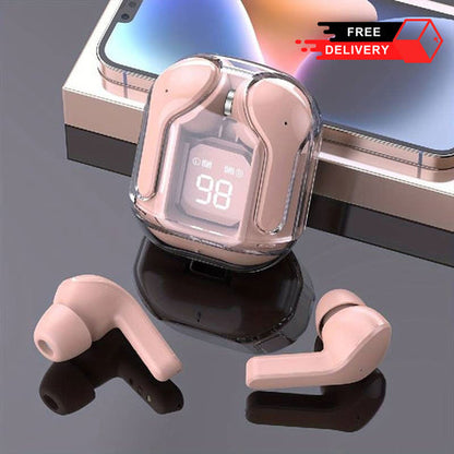 TWS Transparent Earbuds with LED Display Case – Touch Control, HD Sound & Long Battery
