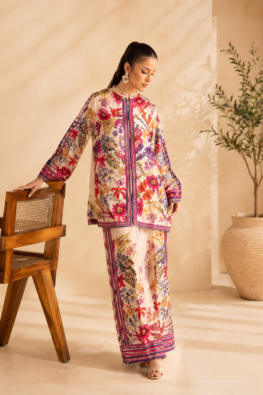 Luxury Floral Printed Women's 2 Piece Suit