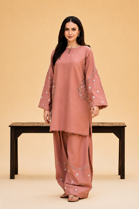 Elegant Dusty Rose Women's 2 Piece Suit