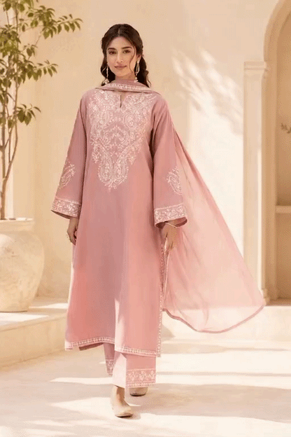 Luxury Blush Pink Embroidered Women's 3 Piece Suit